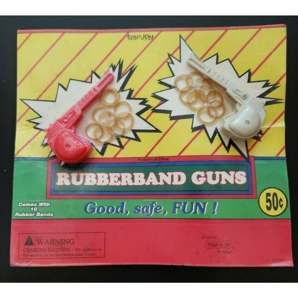 Vintage Rubberband Gun Gumball Vending Machine Charms Header‎ Display Card #373